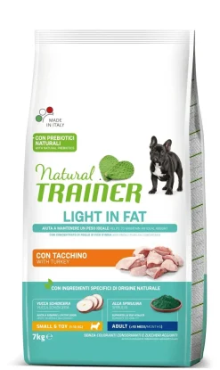 Natural Trainer Light In Fat Crocchette Tacchino Per Cani Adulti Taglia Mini 7kg