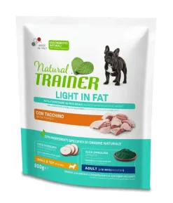 Natural Trainer Light In Fat Crocchette Tacchino Per Cani Adulti Taglia Mini 800g