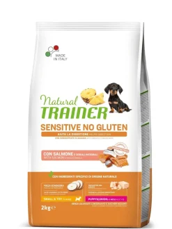Natural Trainer Sensitive No Gluten Crocchette Con Salmone Per Cani Cuccioli Mini Sacco 2kg