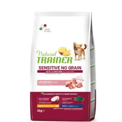 Natural Trainer Sensitive No Grain Small & Toy Adult Con Maiale Per Cani Toy 2kg