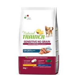Natural Trainer Sensitive No Grain Small & Toy Adult Con Trota Per Cani Toy 2kg