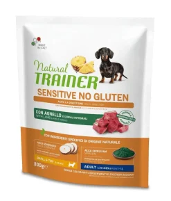 Natural Trainer Sensitive Senza Glutine Crocchette Agnello Per Cani Adulti Taglia Mini Sacco 800g