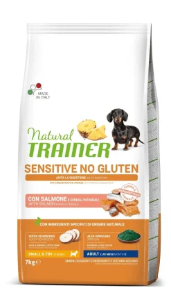 Natural Trainer Sensitive Senza Glutine Crocchette Salmone Per Cani Adulti Taglia Mini 7kg