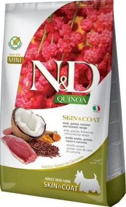 N&D Quinoa Dog Skin &Coat Cibo Secco Anatra Cocco E Curcuma Per Cani Adulti Taglia Mini 800g