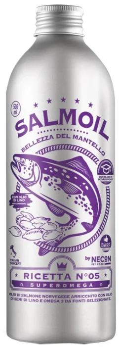 Necon Salmoil Ricetta 5 Bellezza Del Pelo Alimento Complementare Per Cani E Gatti 500ml
