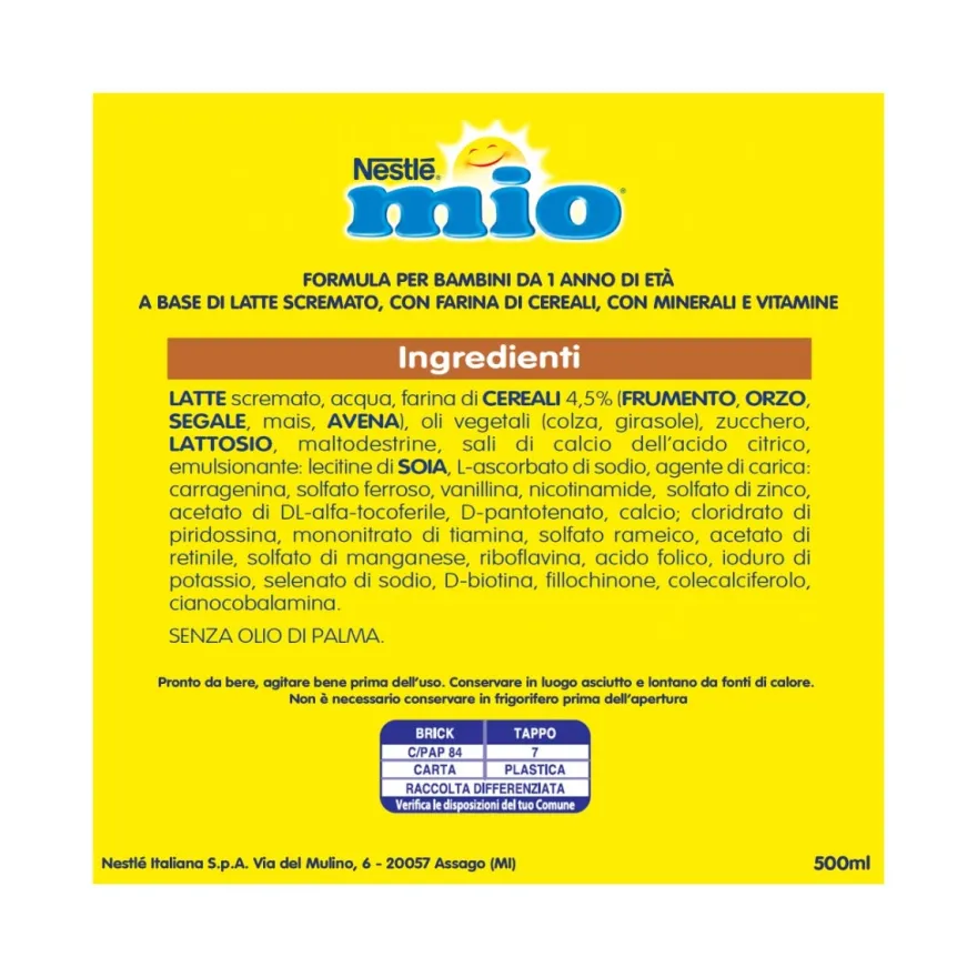 Nestlé Mio Latte Di Crescita Con Cereali Liquido Brick 500ml