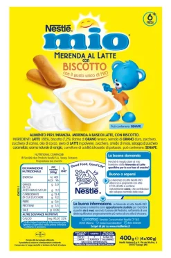 Nestlé Mio Merenda Al Latte Biscotto 4 Vasetti Da 100g