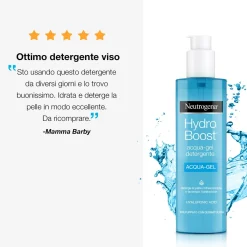 Neutrogena Hydro Boost Acqua Gel Detergente Viso con Acido Ialuronico Idratante e Struccante 200ml