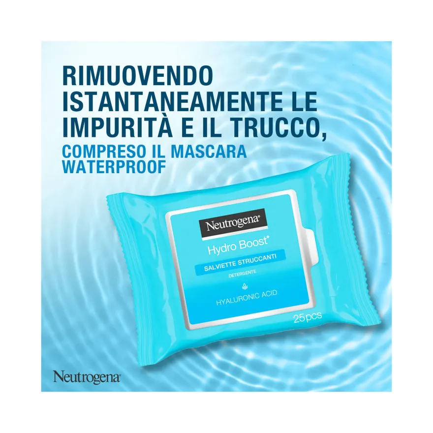 Neutrogena Hydro Boost Salviette Struccanti e Idratanti con Acido Ialuronico 25 pezzi