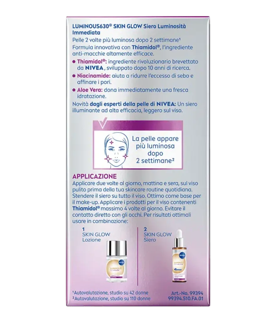Nivea Luminous 630 Skinglow Siero Luminosità Immediata 15ml