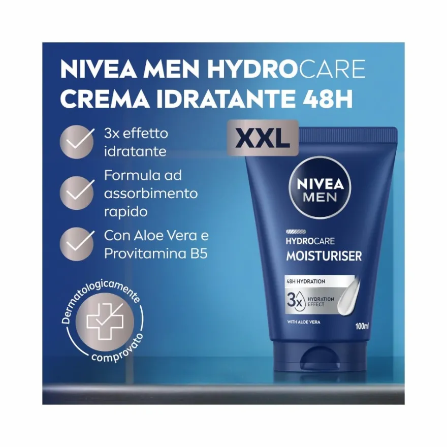Nivea Men Hydrocare 48H Crema Idratante Uomo XXL 100ml