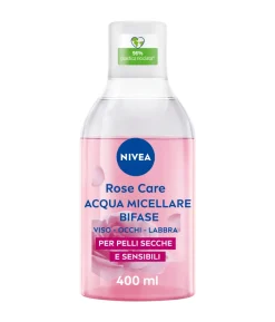 Nivea Rose Care Acqua Micellare Bifase Detergente Viso E Occhi Struccante Lenitivo 400ml