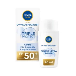 Nivea Sun Crema Viso Solare Triple Protection Fp50+ Fluido Ultra Leggero 40ml