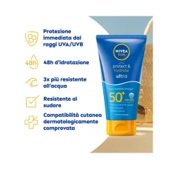 Nivea Sun Latte Solare Protect & Hydrate Ultra Fp50+ Crema Solare Resistente All'Acqua 200ml