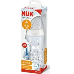 Nuk First Choice Biberon Con Temperature Control Tettarella Silicone 0-6 Mesi 1 Pezzo