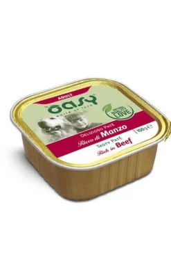 Oasy Delizioso Paté Ricco di Manzo Per Cani Adulti 150g