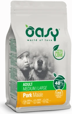 Oasy Dry Crocchette Di Maiale Per Cani Adulti Taglia Media/Grande Sacco 12kg