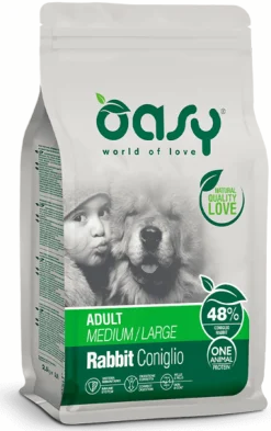 Oasy Dry Monoproteico Crocchette Al Coniglio Per Cani Taglia Media/Grande Sacco 12kg