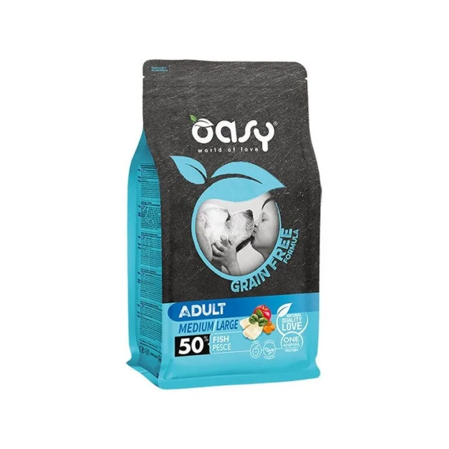 Oasy Grain Free Adult Medium & Large Con Pesce Per Cani Adulti 12kg