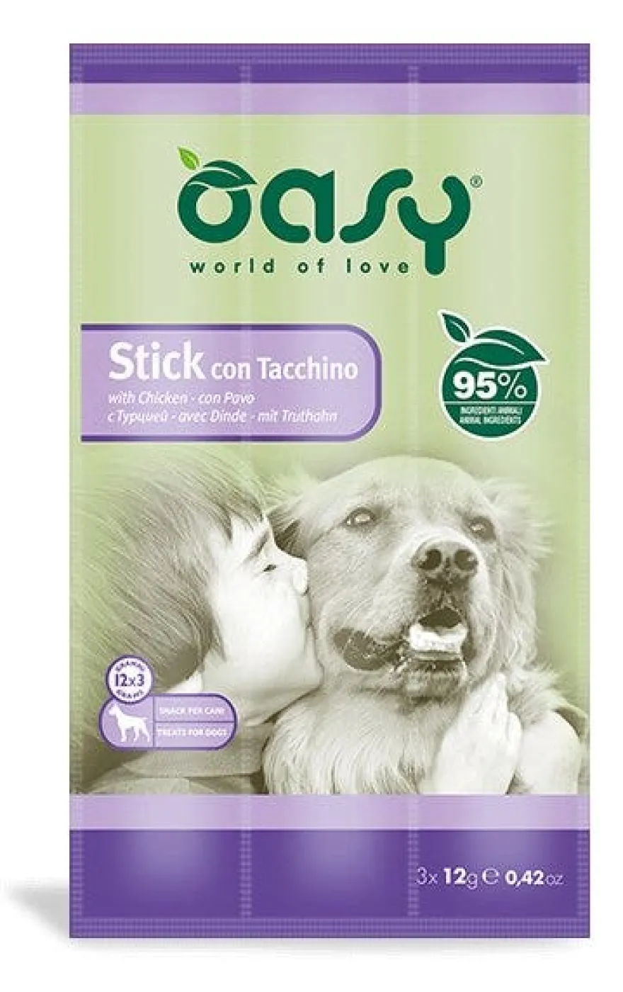 Oasy Snack per Cani Stick con Tacchino 3x12g