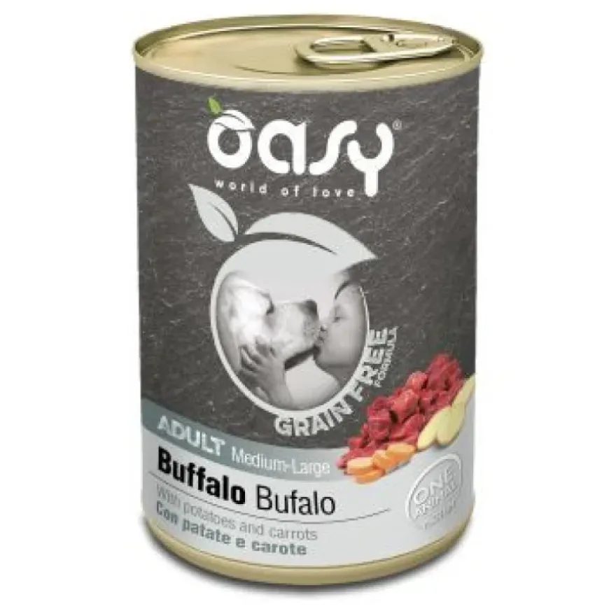 Oasy Wet Dog Grain Free Adult Medium/large Bufalo Lattina 400 g