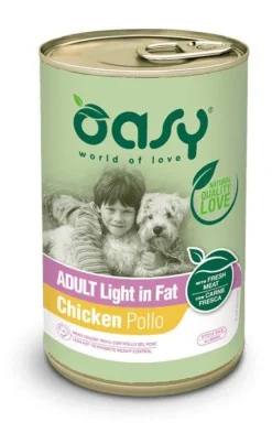 Oasy Wet Dog Lifestage Patè Pollo Cibo Umido Cani Adulti in Sovrappeso Lattina 400g