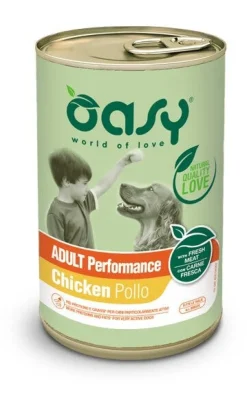 Oasy Wet Dog Lifestage Performance Patè Pollo Cibo Umido Cani Adulti Lattina 400g