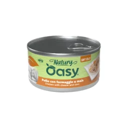 Oasy Wet Dog Natury Soft Jelly Pollo con Formaggio e Mais Lattina 150 g