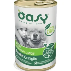 Oasy Wet Dog One Animal Protein Coniglio Cibo Umido Cani Adulti Taglia Media/Grande Lattina 400g
