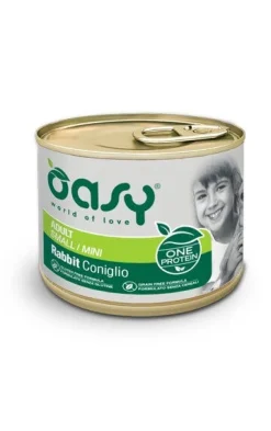 Oasy Wet Dog One Protein Coniglio Cibo Umido Per Cani Adulti Small/Mini 200g