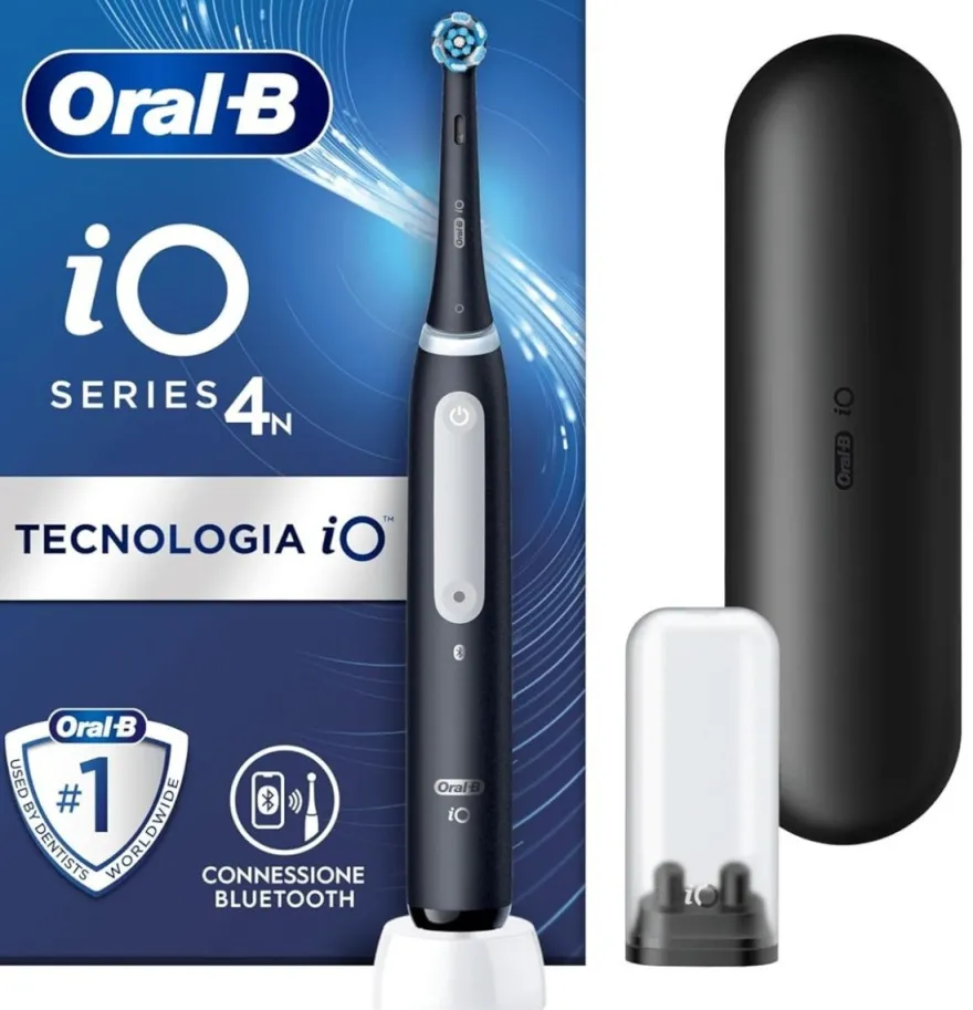 Oralb io 4 Nero Spazzolino Elettrico + Travel Case + Porta Refill