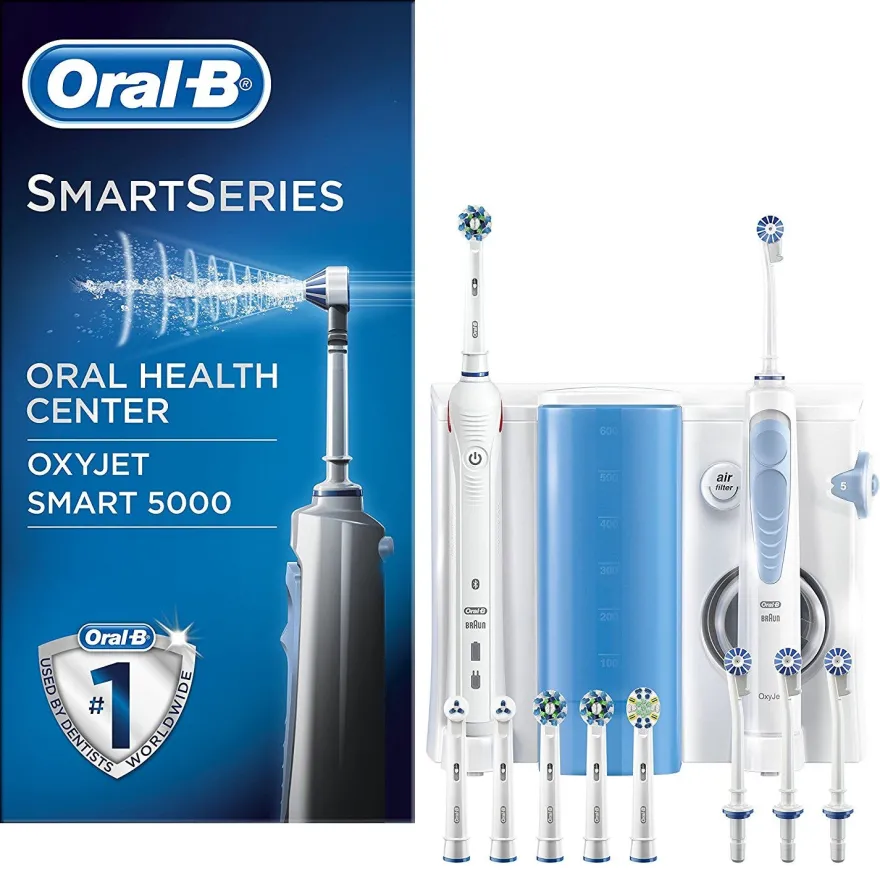 Oral-B Oral Center Spazzolino Elettrico Smart 5000 E Idropulsore Oxyjet Con 4 Testine Oxyjet + 6 Testine Di Ricambio