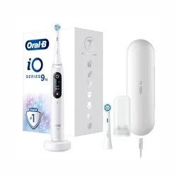 Oral-B Spazzolino Elettrico Ricaricabile iO 9S Bianco, 2 Testine, 1 Custodia Da Viaggio Ricaricabile, 1 Spazzolino