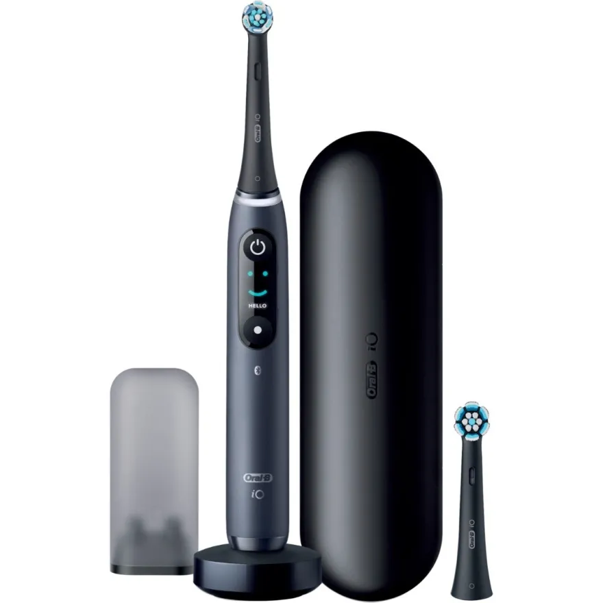 Oral-B Spazzolino Elettrico Ricaricabile iO 8S Nero, 2 Testine, 1 Custodia Da Viaggio, 1 Spazzolino
