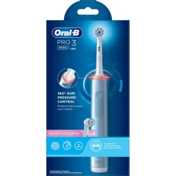 Oral-B Spazzolino Elettrico Ricaricabile Pro 3 3000 Blu, 2 Testine, 1 Spazzolino