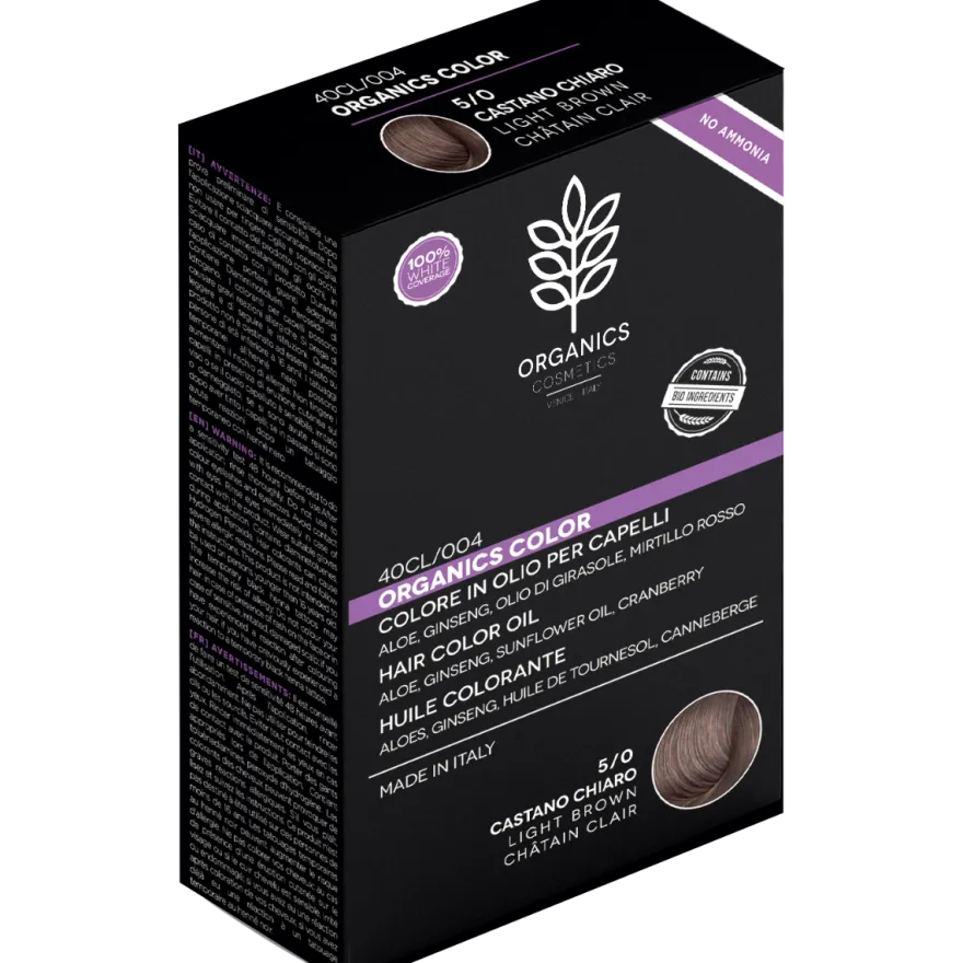 Organics Cosmetics Colore In Olio Per Capelli 5/0 Castano Chiaro
