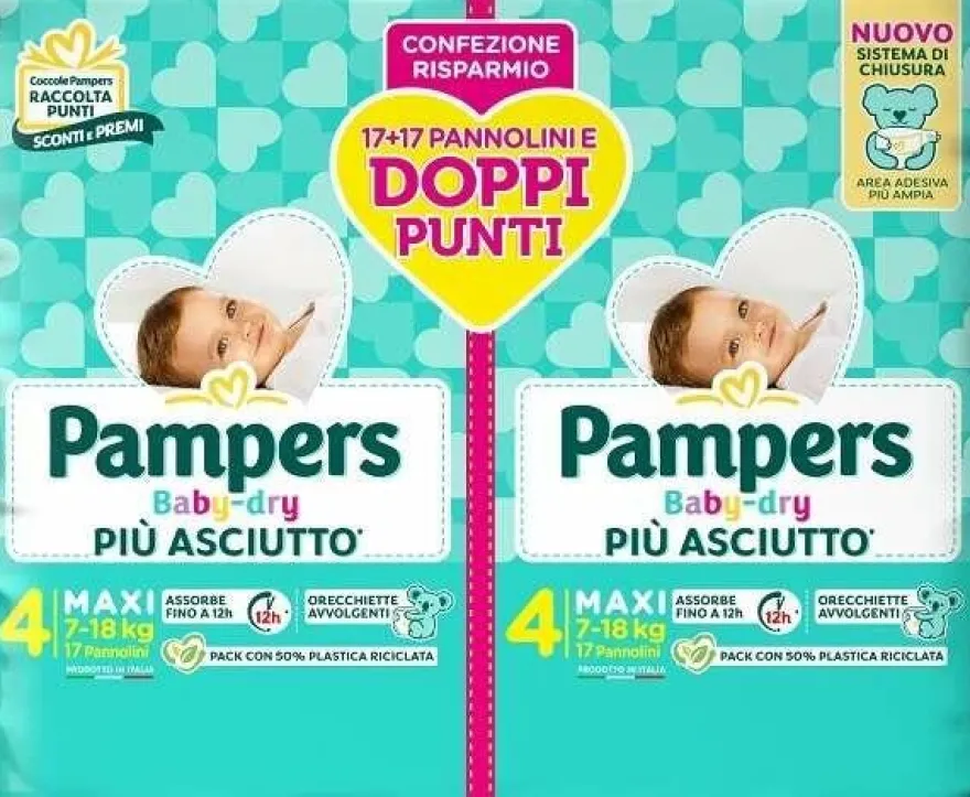 Pampers Baby Dry Pannolino Duo Maxi 34 Pezzi 7-18 Kg Taglia 4