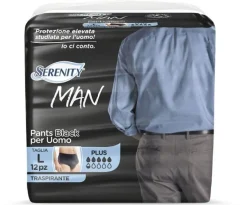 Pannolino Serenity Man Pants Black Taglia Large 12 Pezzi