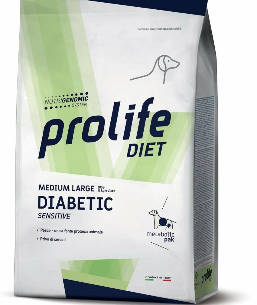 Prolife Dog Diet Diabetic Sensitive Cibo Secco Per Cani Taglia Media/Grande Sacco 2kg