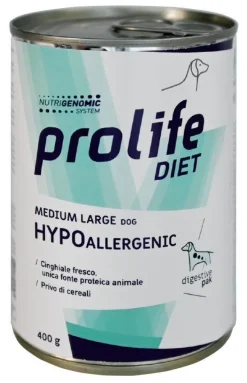 Prolife Dog Diet Wet Hypoallergenic Cibo Umido Per Cani Taglia Media/Grande Lattina 400g