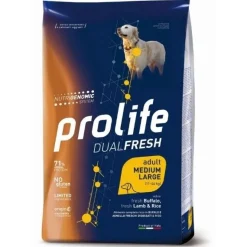 Prolife Dog Dual Fresh Adult Medium/Large Buffalo Lamb & Rice 12Kg