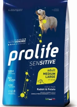 Prolife Dog Sensitive Rabbit & Potato Cibo Secco Per Cani Adulti Taglia Media/Grande Sacco 10 Kg