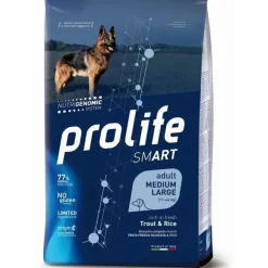 Prolife Dog Smart Trout & Rice Cibo Secco Per Cani Adulti Taglia Media/Grande Sacco 12 Kg