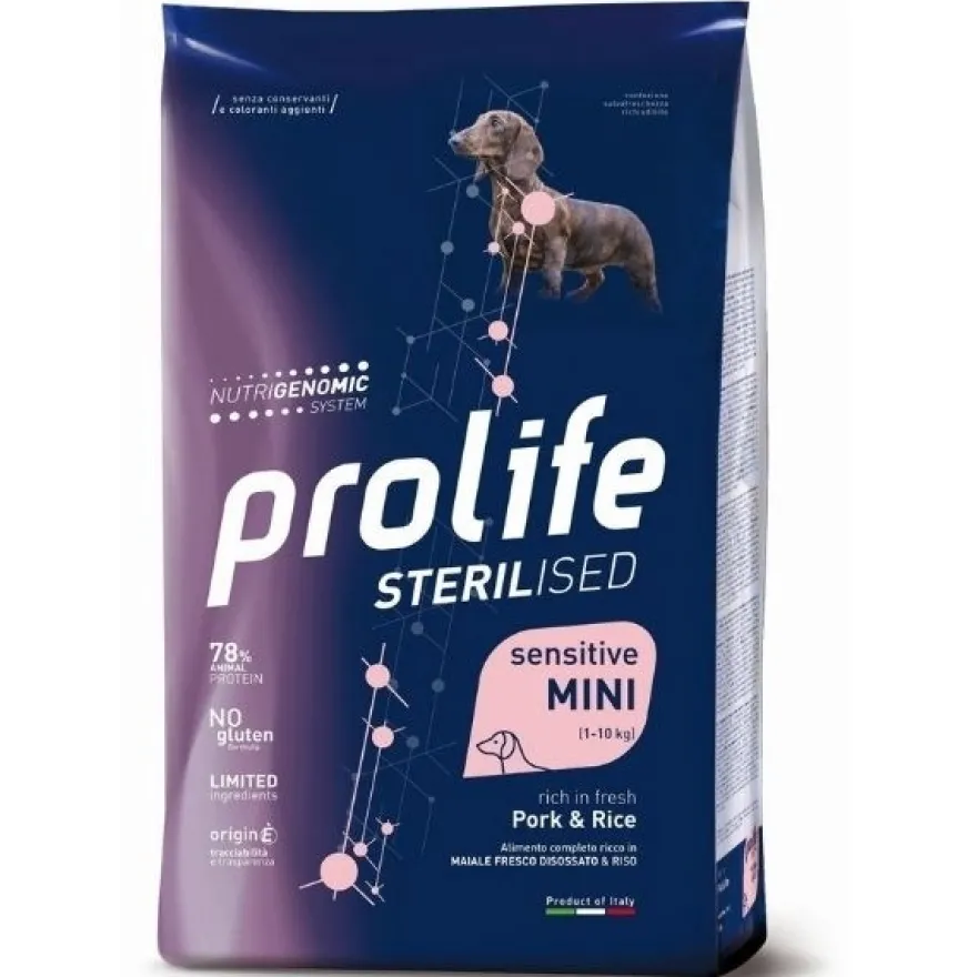 Prolife Dog Sterilised Cibo Secco Maiale E Riso Per Cani Sacco 600g