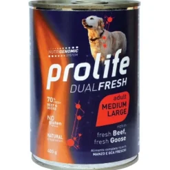 Prolife Dual Fresh Manzo E Oca Freschi Cibo Umido Per Cani Adulti Taglia Media/Grande Lattina 400g