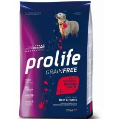 Prolife Grain Free Adult Sensitive Beef & Potato Cibo Secco Per Cani Taglia Media/Grande Sacco 2,5Kg