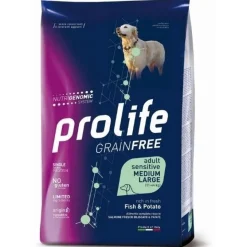 Prolife Grain Free Adult Sensitive Fish & Potato Cibo Secco Per Cani Taglia Media/Grande Sacco 2,5 Kg