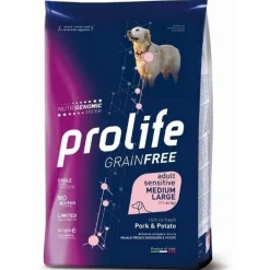 Prolife Grain Free Adult Sensitive Pork & Potato Cibo Secco Per Cani Taglia Media/Grande Sacco 2,5 Kg