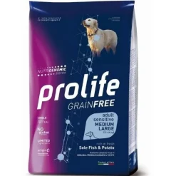Prolife Grain Free Adult Sensitive Sole Fish & Potato Cibo Secco Per Cani Taglia Media/Grande Sacco 2,5 Kg