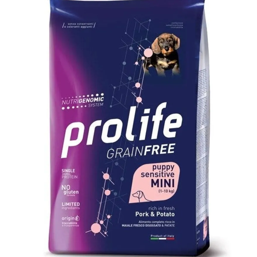 Prolife Grain Free Sensitive Pork & Potato Cibo Secco Per Cani Cuccioli Taglia Piccola Sacco 600g